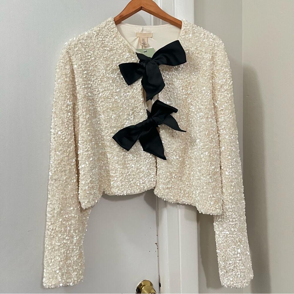 H&M TIE-FRONT SEQUINED JACKET - Picture 7 of 16